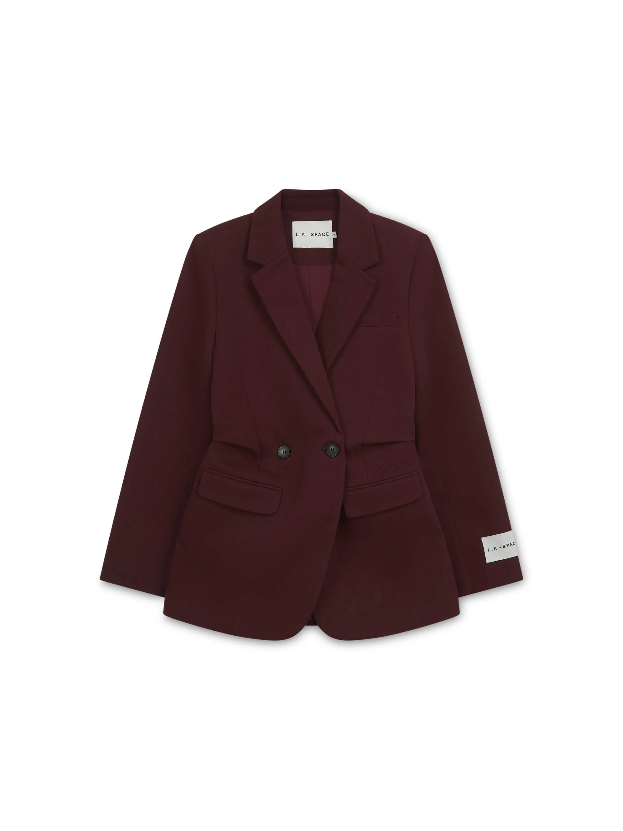 'ASTON' STRUCTURED HOURGLASS CINCHED WAIST BLAZER BURGUNDY - Image 6
