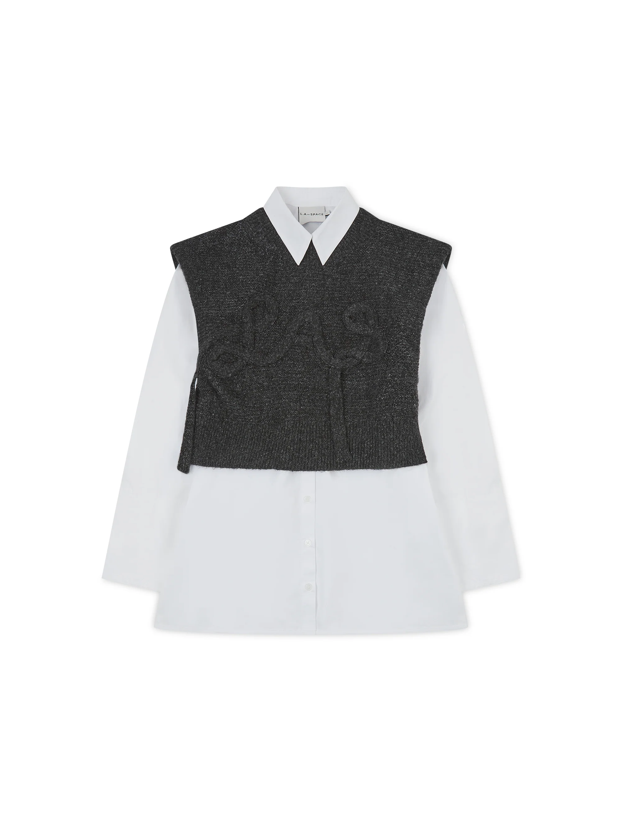 'MAINE' KNITTED APPLIQUÉ DETAIL VEST GREY - Image 7