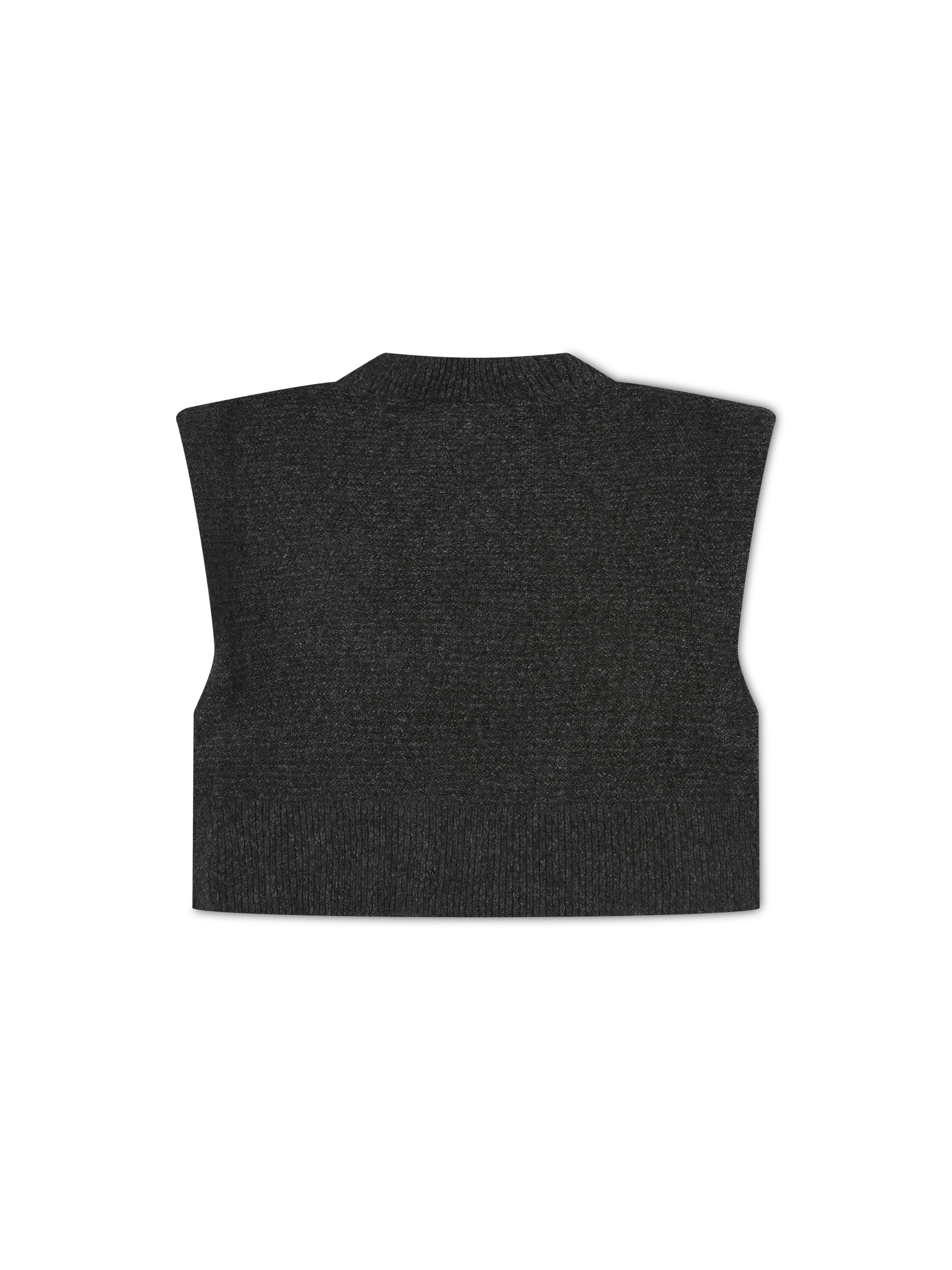 'MAINE' KNITTED APPLIQUÉ DETAIL VEST GREY - Image 4