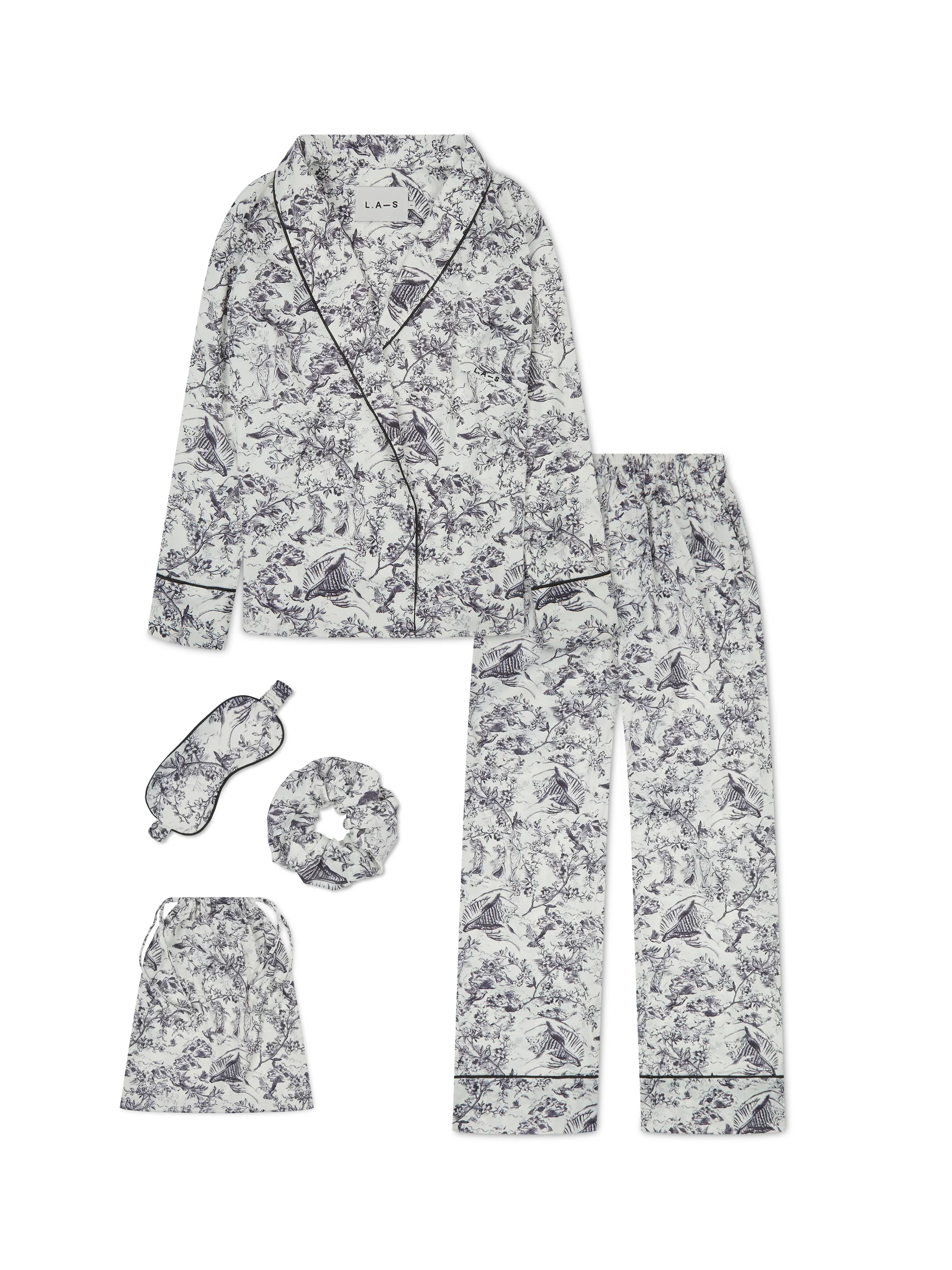 L.A-S SIGNATURE 5 PIECE NIGHTWEAR GIFT SET WHITE MULTI - Image 4